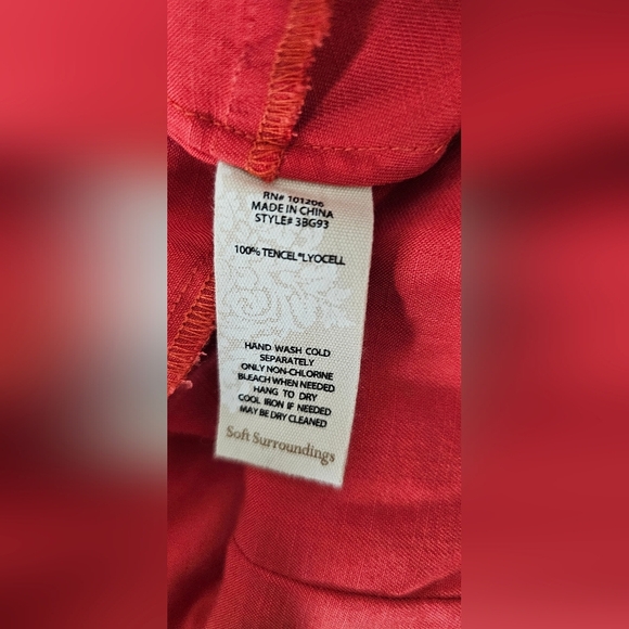 Soft Surroundings Red A-Line Tunic Top 100% Tencel Roll Tab Sleeves P XLarge - Picture 6 of 6